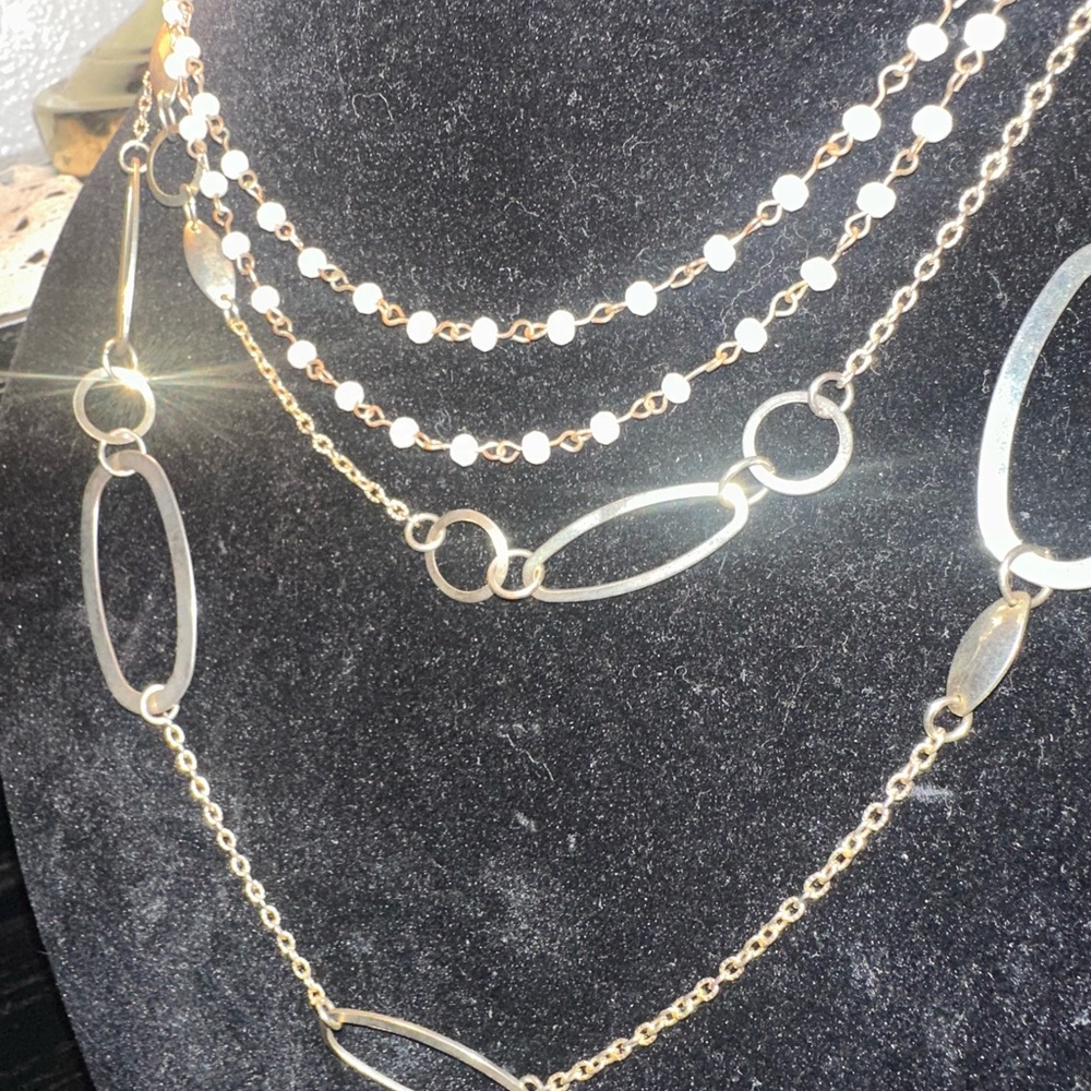 Stunning Gold and Silver Layered Necklaces with Delicate Chains and Oval Links